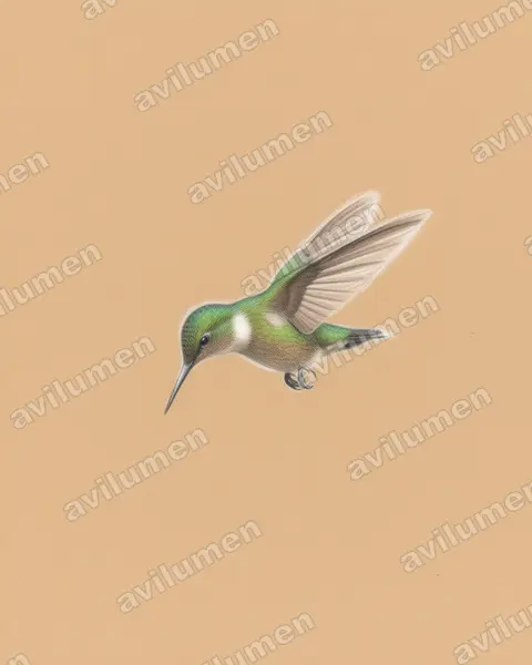 Colored pencil illustration: Chlorostilbon maugaeus (Puerto Rican emerald)