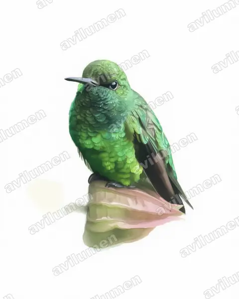 Ilustración en Acuarela: Chlorostilbon poortmani (Esmeralda colicorta)