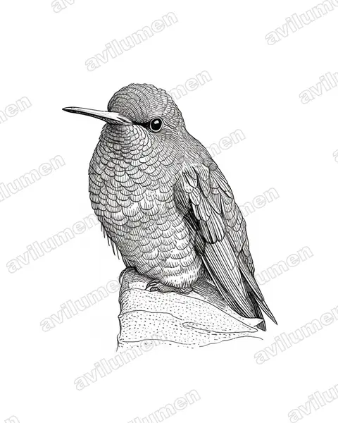 Ilustración en Tinta: Chlorostilbon poortmani (Esmeralda colicorta)