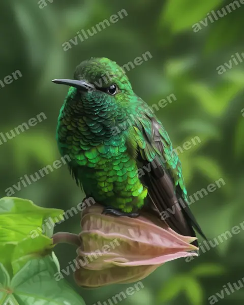 Ilustración en Realista: Chlorostilbon poortmani (Esmeralda colicorta)