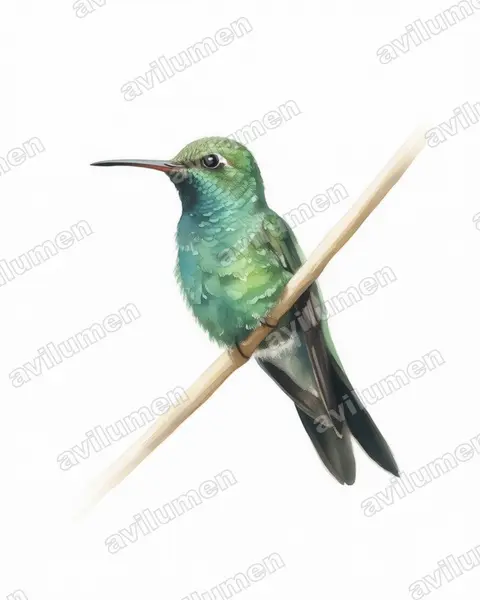 Illustration Aquarelle : Chlorostilbon ricordii (Émeraude de Ricord)