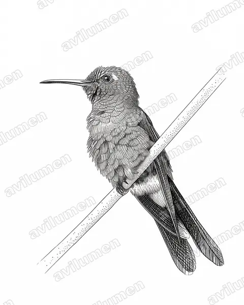 Illustration Encre : Chlorostilbon ricordii (Émeraude de Ricord)