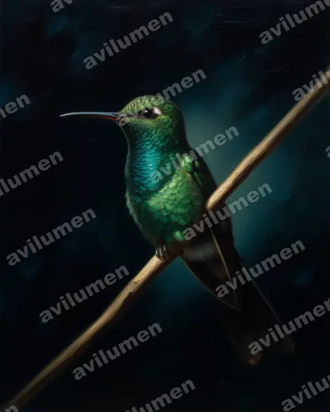 Illustration Huile : Chlorostilbon ricordii (Émeraude de Ricord)