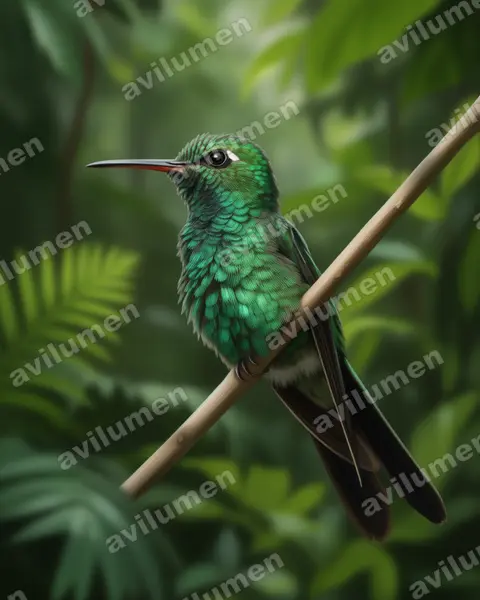 Illustration Réaliste : Chlorostilbon ricordii (Émeraude de Ricord)
