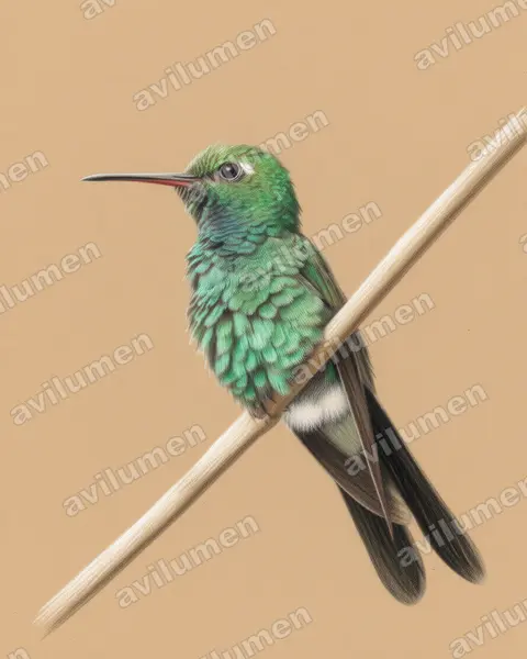 Illustration Crayon de couleur : Chlorostilbon ricordii (Émeraude de Ricord)