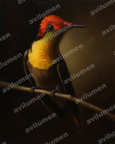 Illustration Huile : Chrysolampis mosquitus (Colibri rubis-topaze)