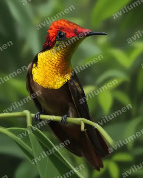Illustration Réaliste : Chrysolampis mosquitus (Colibri rubis-topaze)