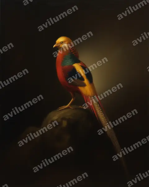 Oil illustration: Chrysolophus pictus (Golden Pheasant)