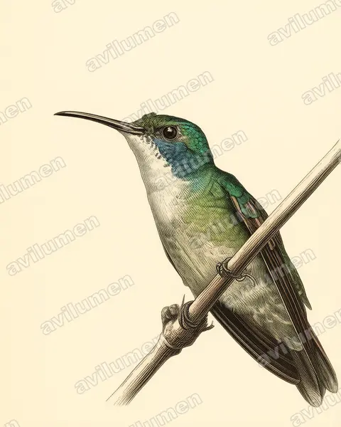Illustration im Stil Historische Tafel: Kurzschnabelamazilie (Chrysuronia brevirostris)