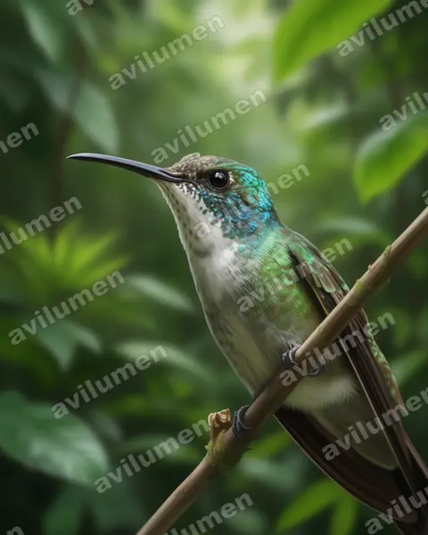 Illustration im Stil Realistisch: Kurzschnabelamazilie (Chrysuronia brevirostris)