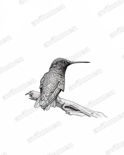 Illustration Encre : Chrysuronia oenone (Saphir œnone)