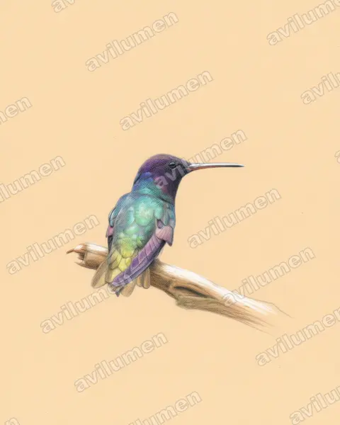 Illustration Crayon de couleur : Chrysuronia oenone (Saphir œnone)