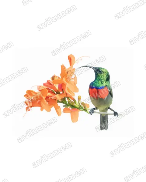 Illustration im Stil Aquarell: Greater double-collared sunbird (Cinnyris afer)