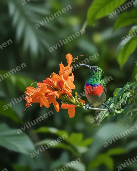Illustration im Stil Realistisch: Greater double-collared sunbird (Cinnyris afer)