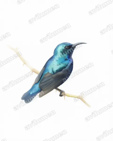 Watercolor illustration: Cinnyris asiaticus (Purple Sunbird)