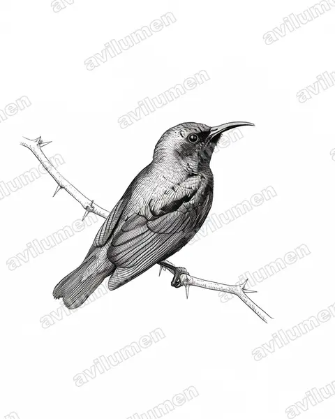 Ink illustration: Cinnyris asiaticus (Purple Sunbird)