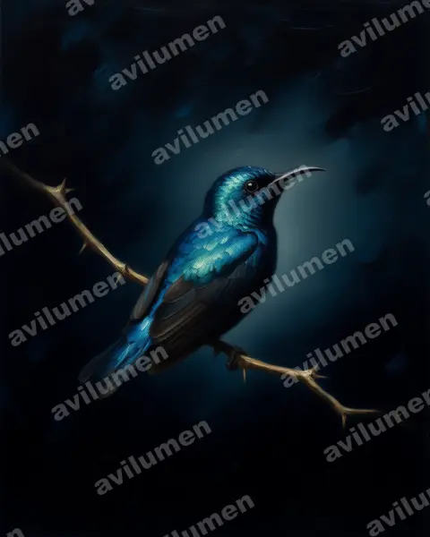 Oil illustration: Cinnyris asiaticus (Purple Sunbird)