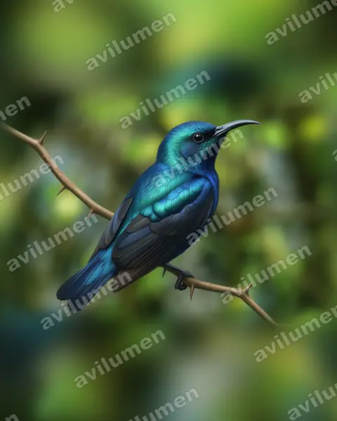 Realistic illustration: Cinnyris asiaticus (Purple Sunbird)