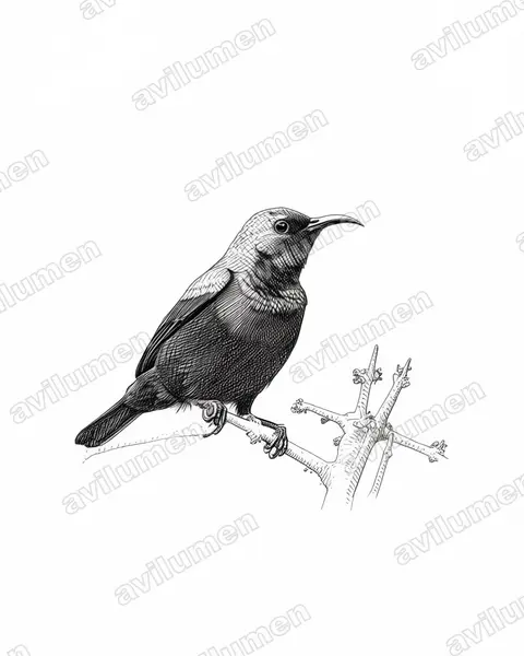 Illustration Encre : Cinnyris bifasciatus (Souïmanga bifascié)