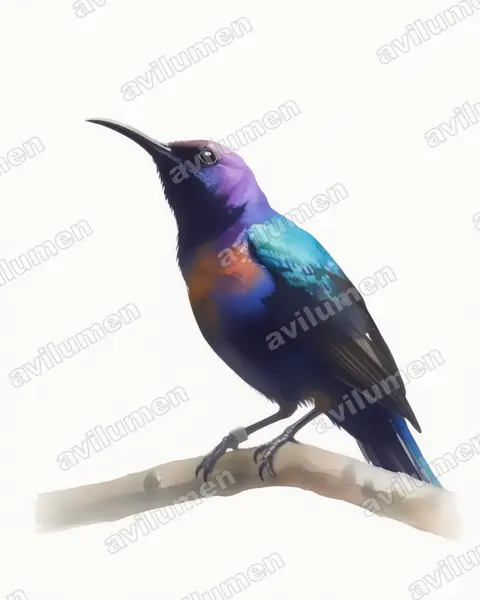 Splendid Sunbird(Cinnyris coccinigastrus)的水彩插画