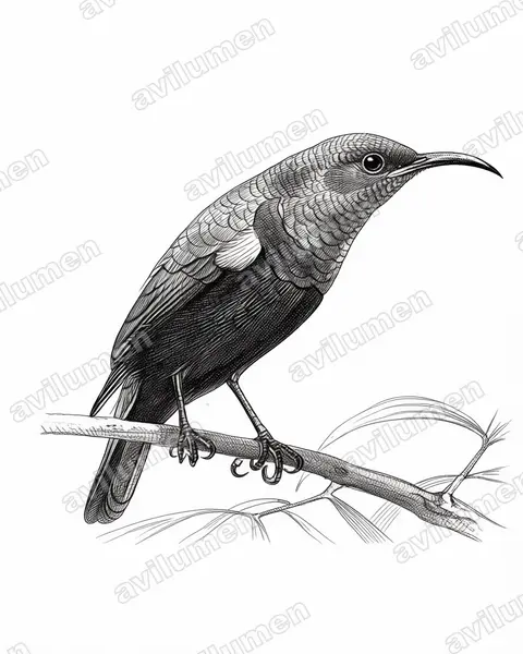 Ilustración en Tinta: Cinnyris comorensis (Suimanga de Anjuán)