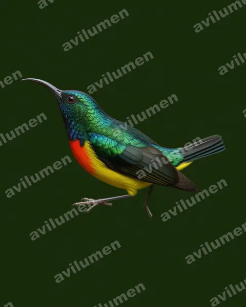 Illustration Réaliste : Cinnyris coquerellii (Souïmanga de Mayotte)