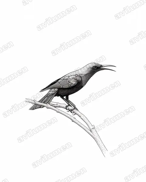Ilustración en Tinta: Cinnyris cupreus (Suimanga cobrizo)