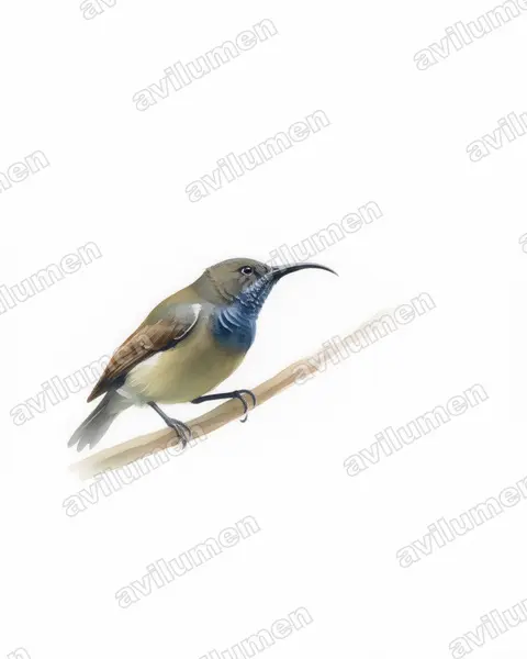 Seychelles sunbird（Cinnyris dussumieri）的水彩插画