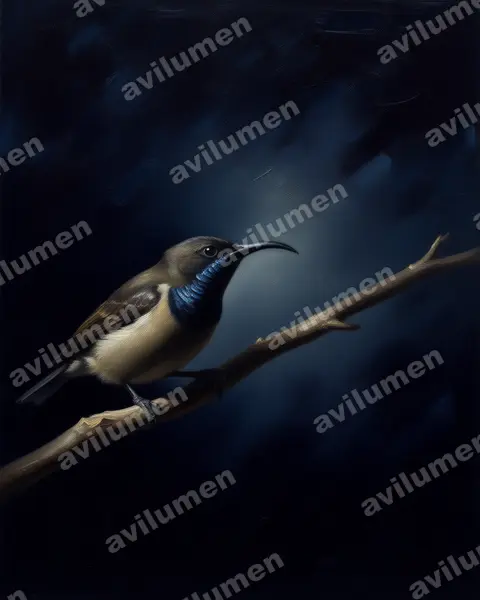 Seychelles sunbird（Cinnyris dussumieri）的油画插画