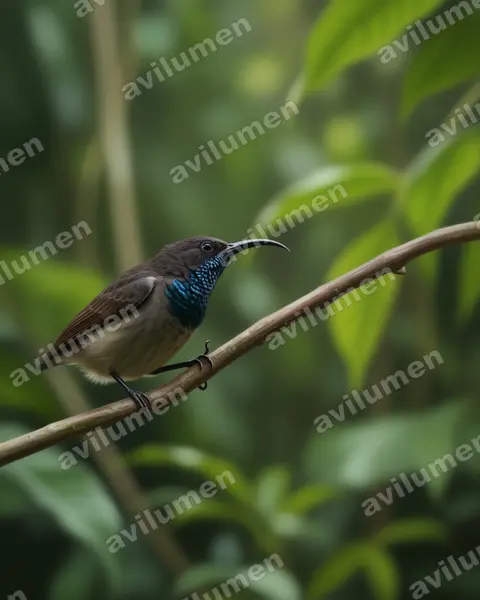 Seychelles sunbird（Cinnyris dussumieri）的写实插画