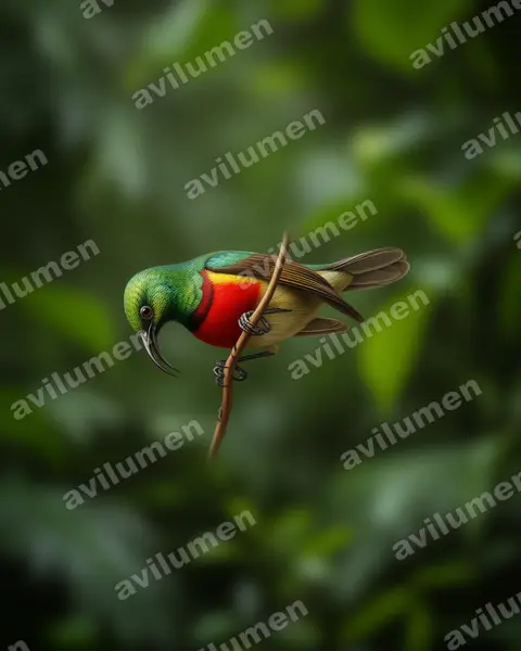 Forest double-collared sunbird(Cinnyris fuelleborni)的写实插画