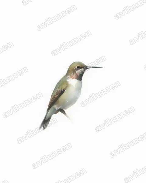Illustration Aquarelle : Cinnyris fuscus (Souimanga fuligineux)