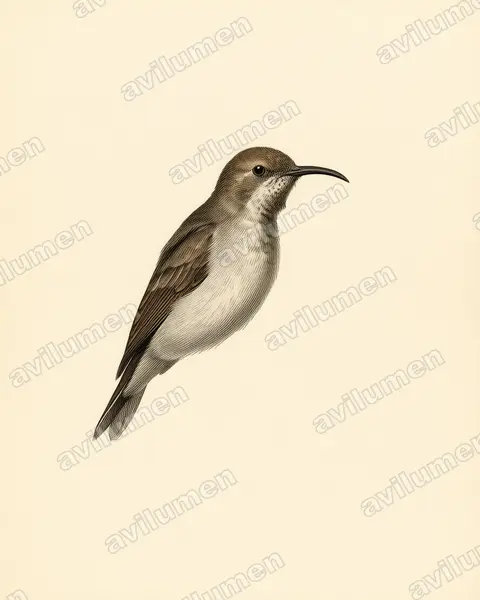 Illustration Planche ancienne : Cinnyris fuscus (Souimanga fuligineux)