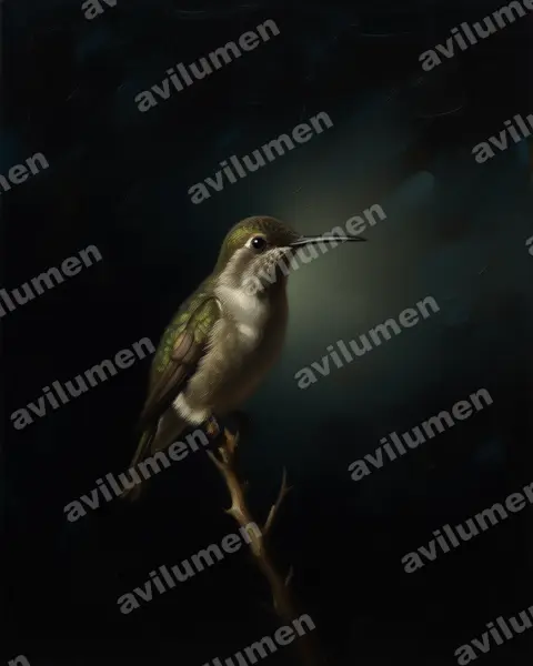 Illustration Huile : Cinnyris fuscus (Souimanga fuligineux)