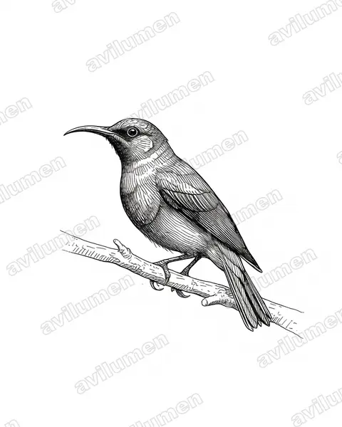Illustration im Stil Tusche: Shining Sunbird (Cinnyris habessinicus)
