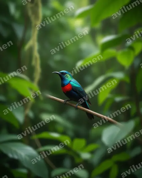 Illustration im Stil Realistisch: Shining Sunbird (Cinnyris habessinicus)