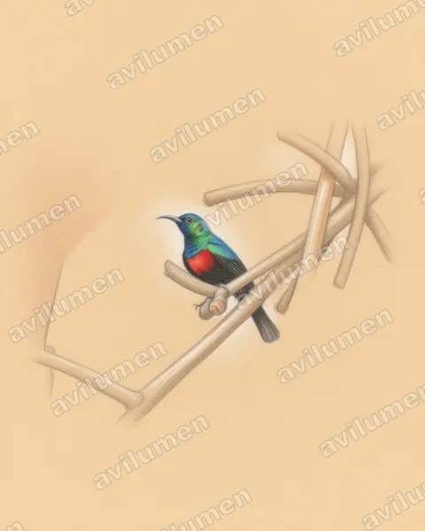 Illustration im Stil Buntstift: Shining Sunbird (Cinnyris habessinicus)