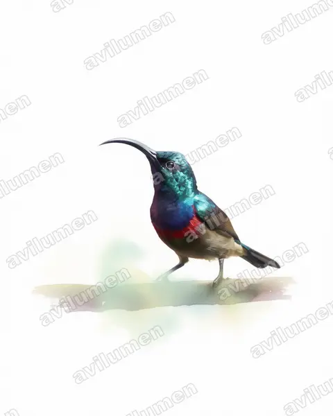 Illustration Aquarelle : Cinnyris lotenius (Loten's Sunbird)