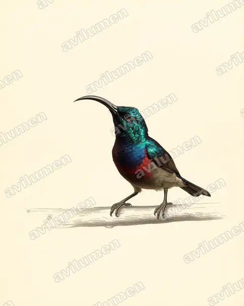 Illustration Planche ancienne : Cinnyris lotenius (Loten's Sunbird)