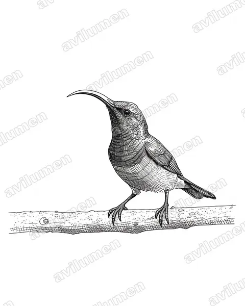 Illustration Encre : Cinnyris lotenius (Loten's Sunbird)
