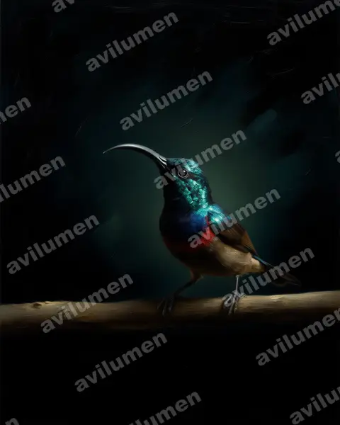 Illustration Huile : Cinnyris lotenius (Loten's Sunbird)