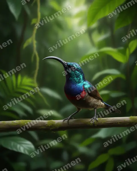 Illustration Réaliste : Cinnyris lotenius (Loten's Sunbird)