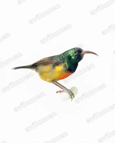 Loveridge's Sunbird（Cinnyris loveridgei）的水彩插画