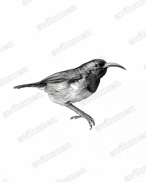 Loveridge's Sunbird（Cinnyris loveridgei）的钢笔墨线插画