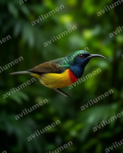 Loveridge's Sunbird（Cinnyris loveridgei）的写实插画