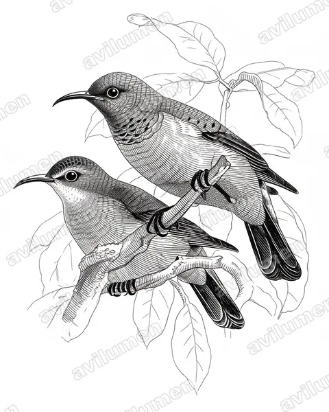 Ink illustration: Cinnyris ludovicensis (Ludwig's Double-collared Sunbird)