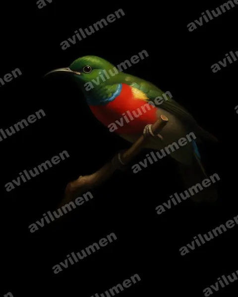 Oil illustration: Cinnyris ludovicensis (Ludwig's Double-collared Sunbird)