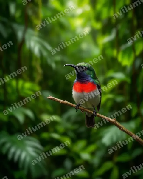Realistic illustration: Cinnyris manoensis (Miombo Double-collared Sunbird)