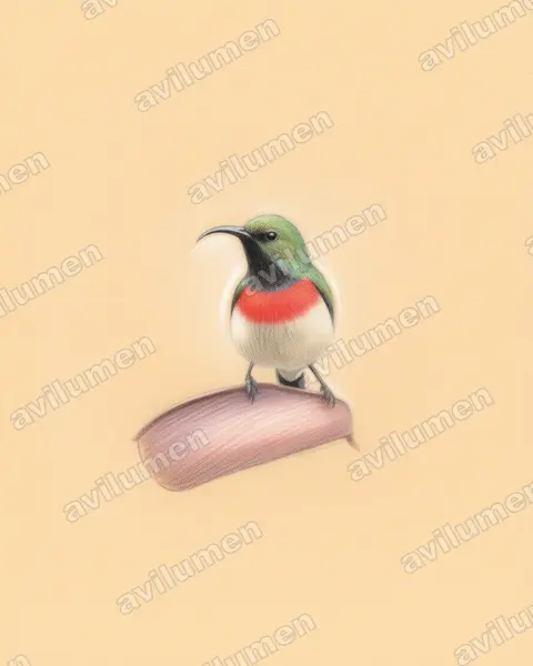 Colored pencil illustration: Cinnyris manoensis (Miombo Double-collared Sunbird)