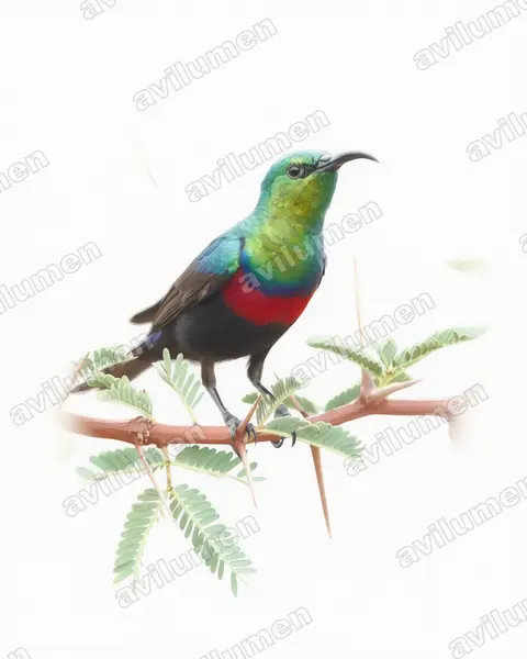 Illustration im Stil Aquarell: Marico Sunbird (Cinnyris mariquensis)
